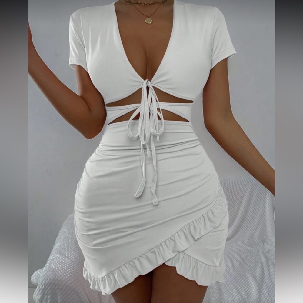 SHEIN White Ruffled Dress